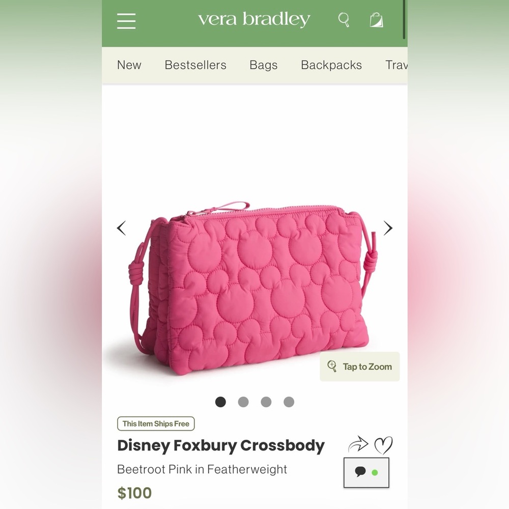 Vera Bradley Disney Foxbury Crossbody Bag - PINK